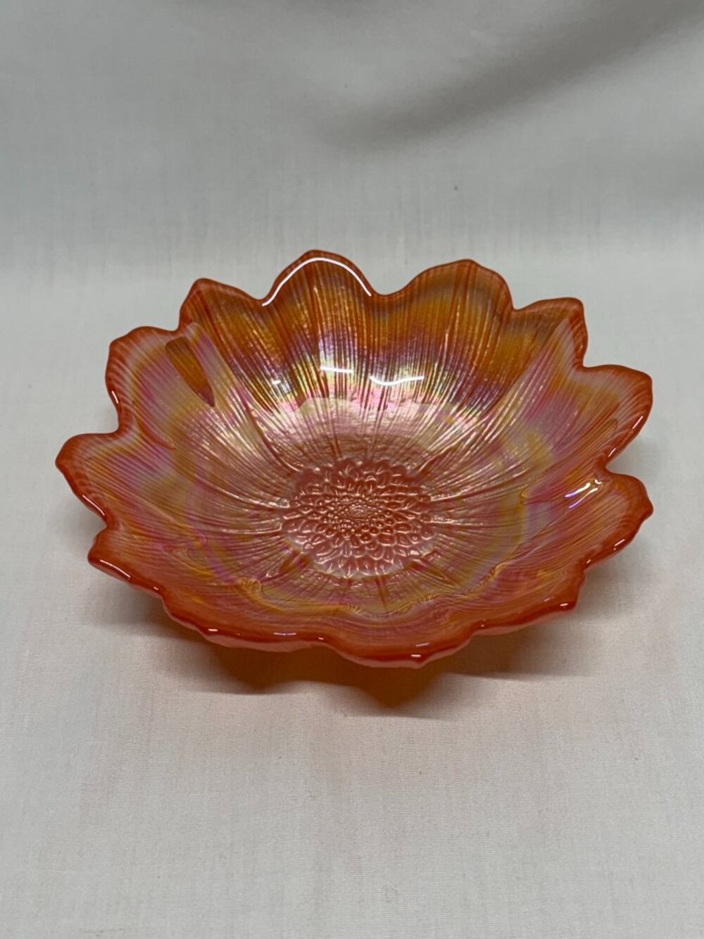 Akcam Metallic Rose Gold Sunflower Glass Bowl Pink Decor Ruffled Dish 6"